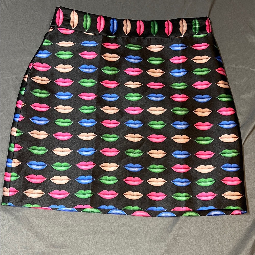 Milly Mini Skirt with Multicolor Lip Print